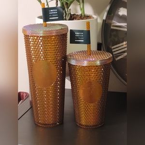 Starbucks Limited Edition 50th Anniversary Honeycomb Gold Studded Cold Tumbler